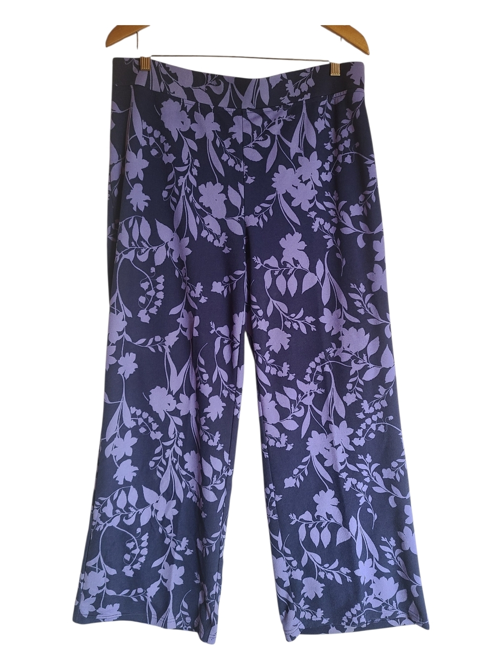 Isaac Mizrahi Live! Purple Floral Wide Leg Pants Size Large Tall